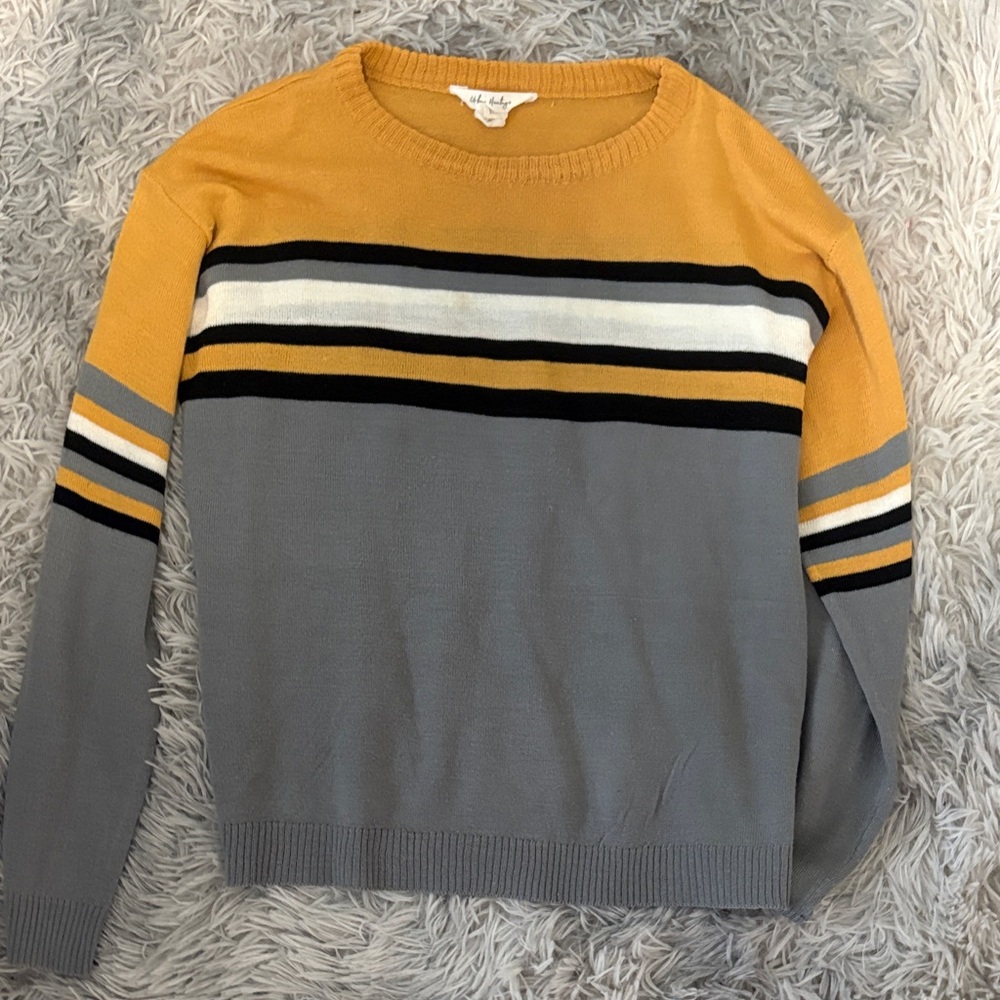 Crewneck Sweater - Mustard & Gray
